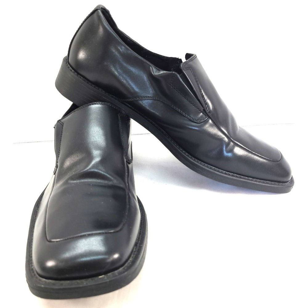 Borelli Shoes Mens 11.5 Matthew Square Toe Loafers Dress Black Leather Shoes